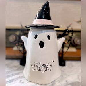 LAST ONE✨NEW👻Rae Dunn 2024 Spooky Ghost with Witch Hat Cookie Jar 🖤